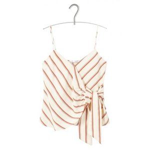 MANGO Strappy Striped V-Neck Top with Bow